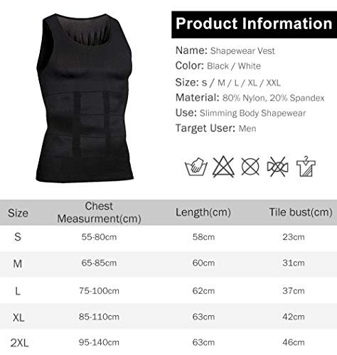 Men's Body Slimming Vest (White, XXL)