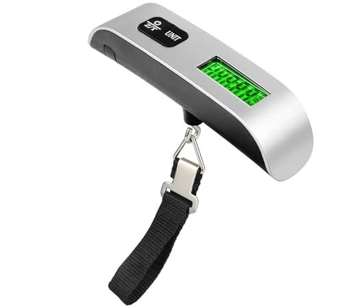 ميزان أمتعة رقمي معلق - ميزان محمول باليد فائق الجودة مزود بشاشة LCD، يتحمل حتى 50 كجم/110 رطل، متعدد الاستخدامات