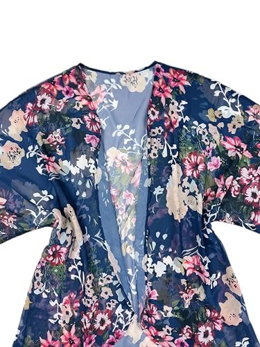 كارديجان كيمونو صيفي طويل فضفاض للنساء بتصميم شيفون بوهو مزهر من بونكا