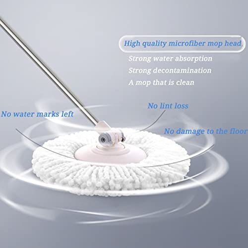 5PCS Microfiber Replacement Mop Head Spin Mop Head Replacement 5-Pack, Microfiber Refill Heads Universal for 360 Spin Magic Mopping, Round Shape Standard Size White