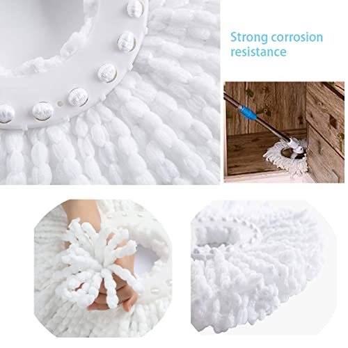 5PCS Microfiber Replacement Mop Head Spin Mop Head Replacement 5-Pack, Microfiber Refill Heads Universal for 360 Spin Magic Mopping, Round Shape Standard Size White