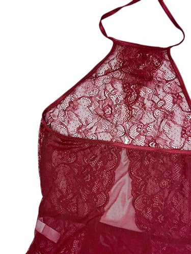 bunca Red Lace Lingerie One Piece Nightgown