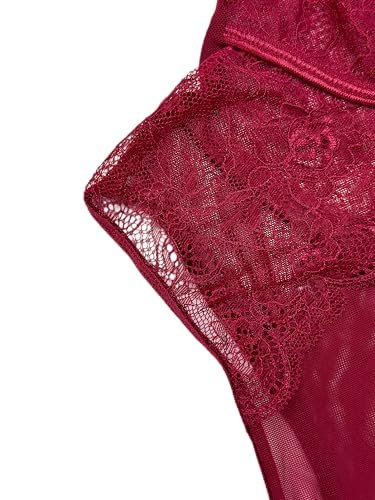 bunca Red Lace Lingerie One Piece Nightgown