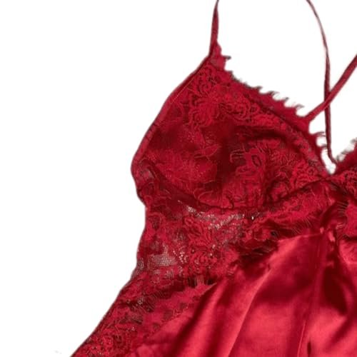 BUNCA Maroon Satin Embroidered Top Lingerie Nightgown