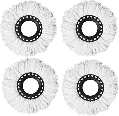 SYOSI 4 Premium Replacement Mop Heads Refills for Universal 360° Spin Magic Mop, Hurricane Compatible Standard Replacement Round Spin Mop Heads Microfiber