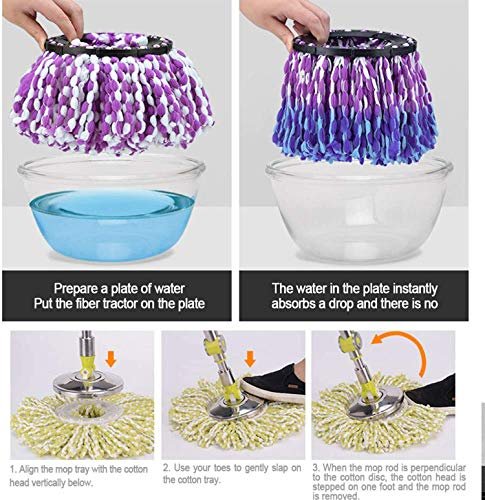 SYOSI 4 Premium Replacement Mop Heads Refills for Universal 360° Spin Magic Mop, Hurricane Compatible Standard Replacement Round Spin Mop Heads Microfiber