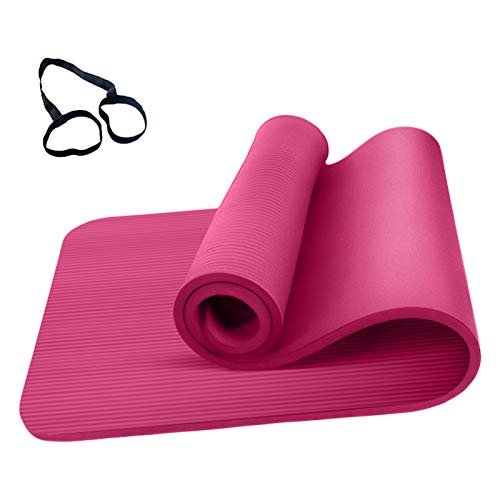 douself 72 * 24 Inches Yoga Mat Non-Slip 10mm Thicknness Exercise Mats with Storage Band and Mesh Bag for Yoga Lovers Pregnant Women Kids Old People Hikers Travelers