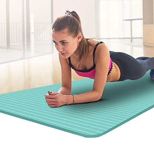 Quanwe Yoga Mat 10mm Quality Yoga Mat 185 * 80cm Thicked NBR Non-slip Fitness Pilates Mat with Free Carry Rope Home Exercises Gym Sport Pad (Color : Rose red)