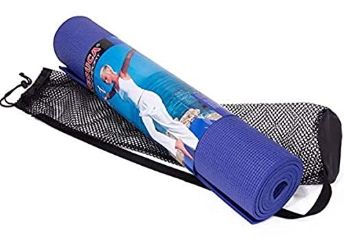Mesuca 1666 Yoga Mat with Carry Net - (Blue, 6mm)
