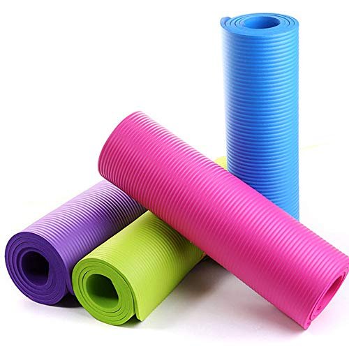 Decdeal 72 * 24 Inches Yoga Mat Non-Slip 10mm Thicknness Exercise Mats with Storage Band and Mesh Bag for Yoga Lovers Pregnant Women Kids Old People Hikers Travelers
