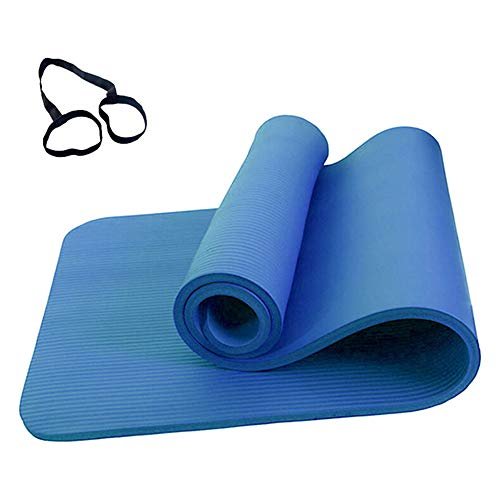 Decdeal 72 * 24 Inches Yoga Mat Non-Slip 10mm Thicknness Exercise Mats with Storage Band and Mesh Bag for Yoga Lovers Pregnant Women Kids Old People Hikers Travelers
