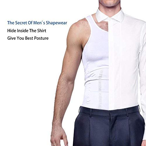 Men's Body Slimming Vest (White, L)