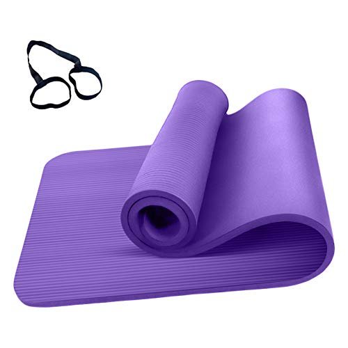 pedkit 72 * 24 Inches Yoga Mat Non-Slip 10mm Thicknness Exercise Mats with Storage Band and Mesh Bag for Yoga Lovers Pregnant Women Kids Old People Hikers Travelers