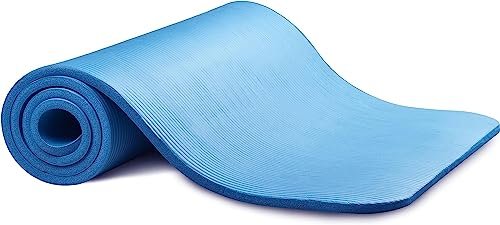 Everyday Essentials 1/2-Inch Extra Thick High Density Anti-Tear Exercise Yoga Mat with Carrying Strap, Blue (AP6BL)