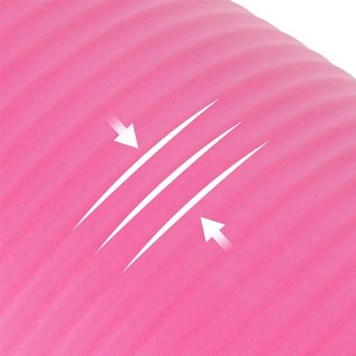 Everyday Essentials 1/2-Inch Extra Thick High Density Anti-Tear Exercise Yoga Mat with Carrying Strap, Pink