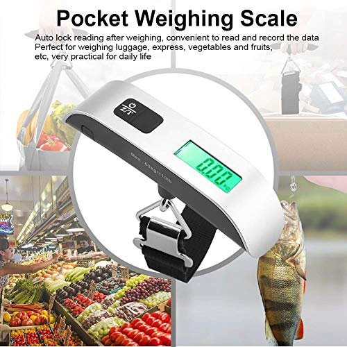 Hztyyier Digital Luggage Scale, LCD Display Portable Handheld Baggage Scale with Hook for Travel, Suitcase or Carry Bag, 110 Pounds