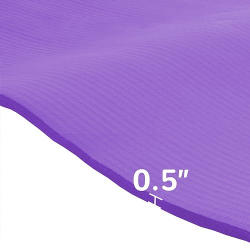 Everyday Essentials 1/2-Inch Extra Thick High Density Anti-Tear Exercise Yoga Mat with Carrying Strap, Purple