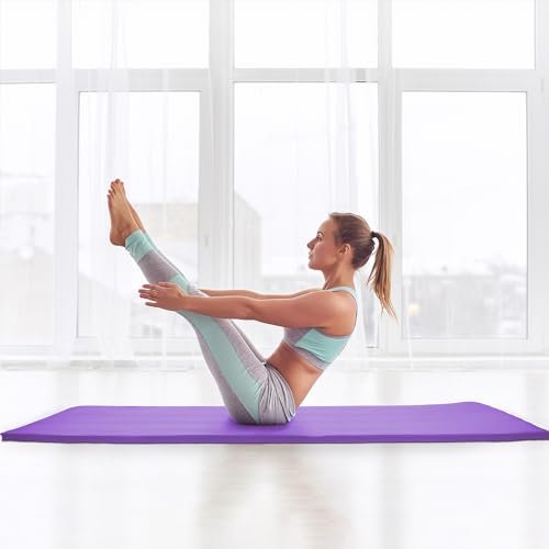 Everyday Essentials 1/2-Inch Extra Thick High Density Anti-Tear Exercise Yoga Mat with Carrying Strap, Purple