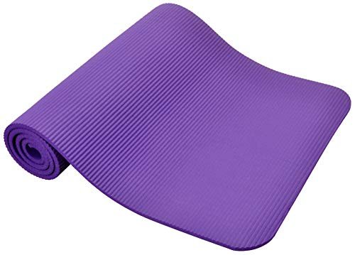 Fitvids All Purpose 1/2-Inch Extra Thick High Density Anti-Tear Exercise Yoga Mat and Knee Pad with Carrying Strap, Purple