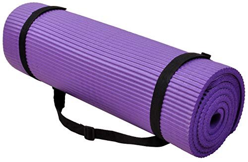 Fitvids All Purpose 1/2-Inch Extra Thick High Density Anti-Tear Exercise Yoga Mat and Knee Pad with Carrying Strap, Purple