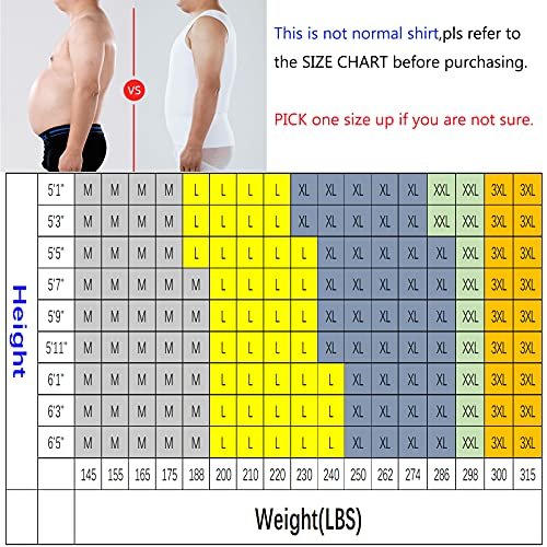 Fenudorice Mens Compression Shirt for Body Shaper Slimming Vest Athletic Undershirt Tight Tummy Underwear Tank Top, White, 3X-Large