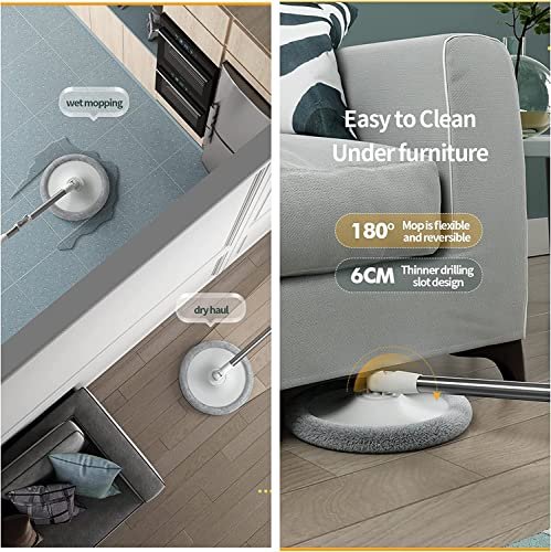 U HOOME Spin Mop and Bucket Set,360 Degree Spinning Mop Microfiber Mop Home Kitchen, automatically spin dry lazy people hands-free mop bucket set for Wood, Hardwood, Laminate, Tile