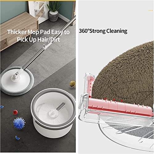 U HOOME Spin Mop and Bucket Set,360 Degree Spinning Mop Microfiber Mop Home Kitchen, automatically spin dry lazy people hands-free mop bucket set for Wood, Hardwood, Laminate, Tile