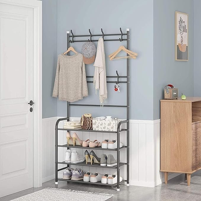 bunca 3 in 1 Shoe Rack and Coat Hanger