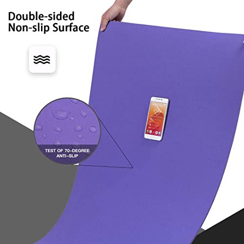 Good Nite Yoga Mats For Women Non Slip Textured Surfaces，Gym Mat Thick 6mm With Carry Strap Tpe Exercise Mat For Yoga, Pilates, Gymnastics(183 x 61 x 0.6cm) (Dark Purple/Light Purple)