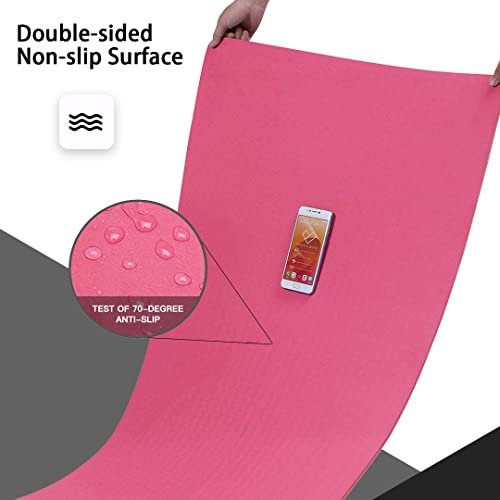Good Nite Yoga Mat Exercise Mats Workout Pilates Fitness Mat for Women Men Non-Slip Thick 6mm High Density Gymnastics Mats with Carry Strap Tpe 183 x 61 x 0.6cm(Red Plum)