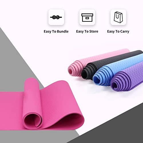 Good Nite Yoga Mat Exercise Mats Workout Pilates Fitness Mat for Women Men Non-Slip Thick 6mm High Density Gymnastics Mats with Carry Strap Tpe 183 x 61 x 0.6cm(Red Plum)
