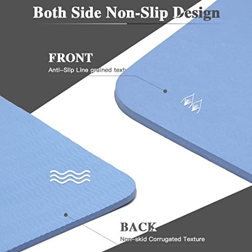 Good Nite Yoga Mat Exercise Mats Workout Pilates Fitness Mat for Women Men Non-Slip Thick 6mm High Density Gymnastics Mats with Carry Strap Tpe 183 x 61 x 0.6cm（Sky Blue）