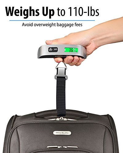 Fosmon Digital Luggage Scale, LCD Display Backlight Temperature Sensor Hanging Scale with Tare Function and 50kg Capacity for Travel Suitcase