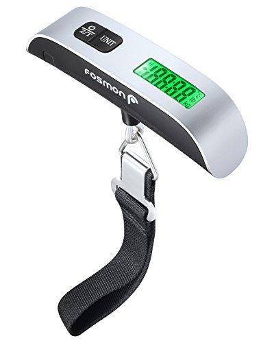 Fosmon Digital Luggage Scale, LCD Display Backlight Temperature Sensor Hanging Scale with Tare Function and 50kg Capacity for Travel Suitcase