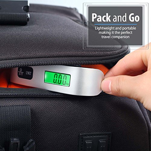 Fosmon Digital Luggage Scale, LCD Display Backlight Temperature Sensor Hanging Scale with Tare Function and 50kg Capacity for Travel Suitcase