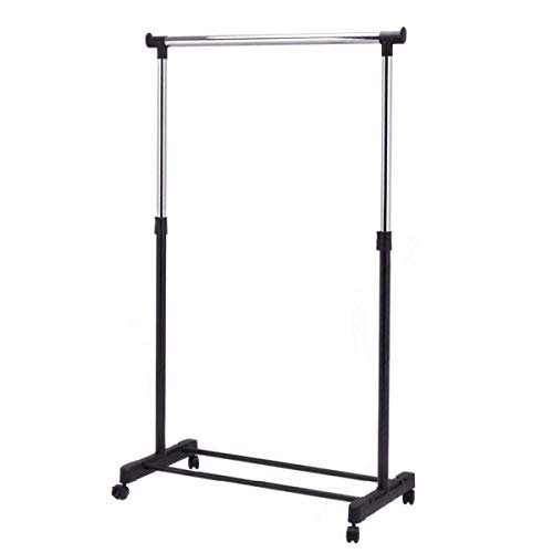 MYHEART Heavy Duty and Compact Storage Drying Rack System Single Poll Clothes Drying Stand with Wheels