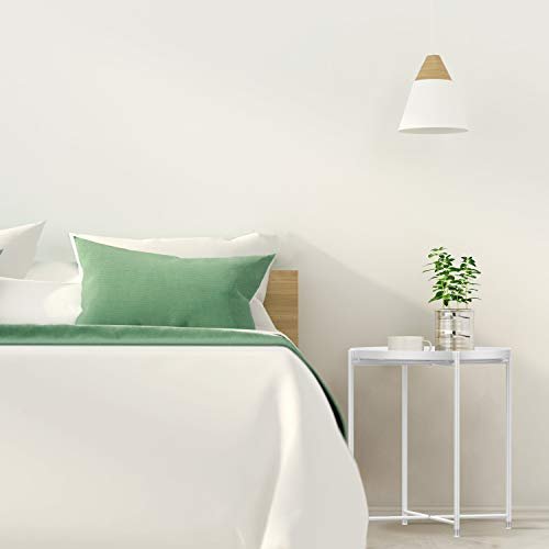 H HOMEWINS Tray Metal Round End Table,White Folding Small Side Table Outdoor & Indoor Accent Coffee Table for Small Spaces,Bedroom,Patio