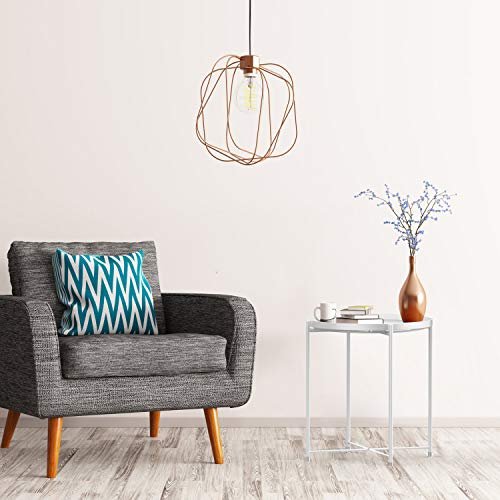 H HOMEWINS Tray Metal Round End Table,White Folding Small Side Table Outdoor & Indoor Accent Coffee Table for Small Spaces,Bedroom,Patio