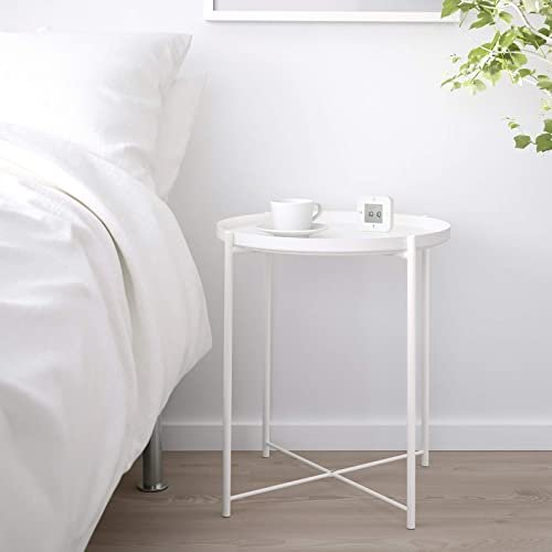 White steel side table