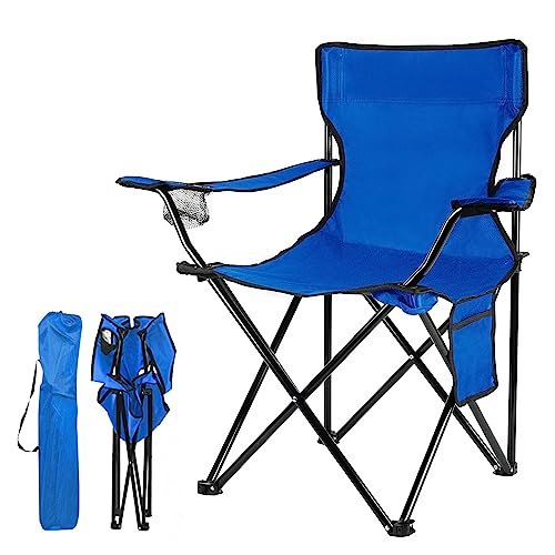 Damei century Portable Camping Chairs Enjoy The Outdoors with a Versatile Folding Chair, Sports Chair, Outdoor Chair & Lawn Chair, with Side Pockets Blue