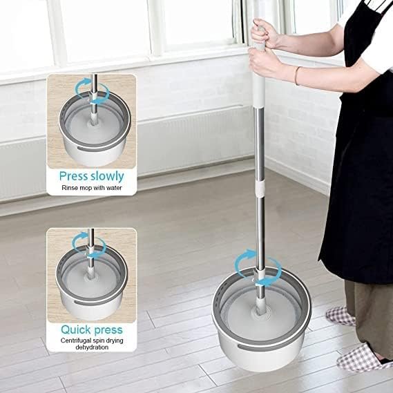 Rotary squeeze mop cleaning mop with bucket microfiber mop 360° spinning bucket floor cleaning system, wet and dry use for hardwood, laminate, tile