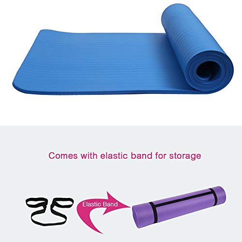 homegeek Non-Slip 10mm Thickness Exercise Mats with Storage Band and Mesh Bag, 72x24in