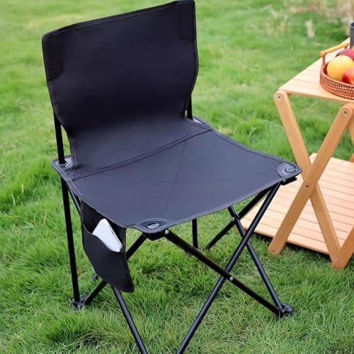 ECVV® Outdoor Folding Camping Chair - Compact Size 40cm×40cm×72cm, Durable 150KG Capacity, Lightweight 3KG, Side Storage Bag, Easy Carry