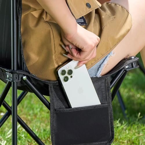 ECVV® Outdoor Folding Camping Chair - Compact Size 40cm×40cm×72cm, Durable 150KG Capacity, Lightweight 3KG, Side Storage Bag, Easy Carry