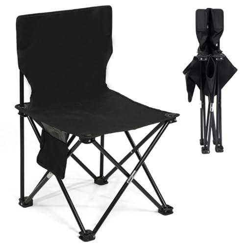 ECVV® Outdoor Folding Camping Chair - Compact Size 40cm×40cm×72cm, Durable 150KG Capacity, Lightweight 3KG, Side Storage Bag, Easy Carry