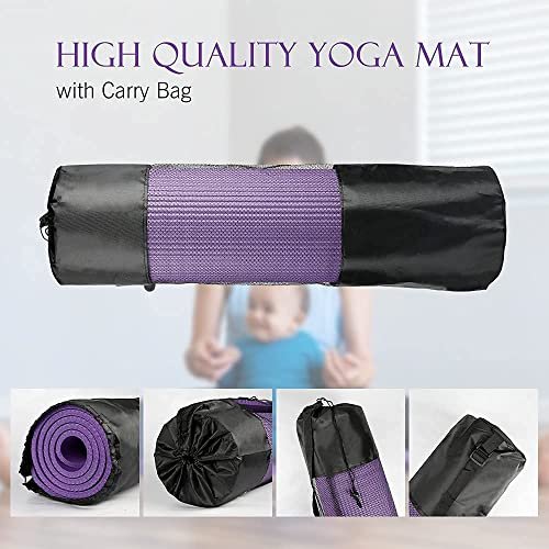Sworway Yoga Mat, 10mm Thick Exercise Yoga Mat Non-Slip Exercise Mat with Carry Bag, Workout Mat for Yoga, Pilates, Fitness, Women, and Men 183 x 61 CM