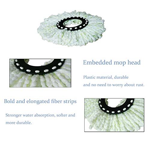 YWSHF 5PCS Microfiber Replacement Mop Head Spin Mop Head Replacement 3-Pack, Microfiber Refill Heads Universal for 360 Spin Magic Mopping, Round Shape Standard Size White-Green