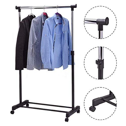 EMNDR Stainless Steel Double Pole Clothes Hanger - Adjustable and Portable Shoes/Laundry/Dress Drying Stand