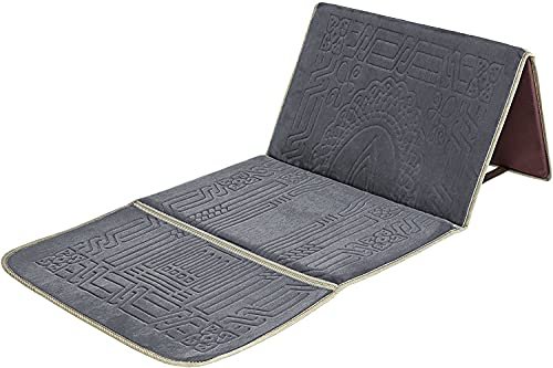 Sleep Night Floldable Praying Mat, Foldable Meditation Mat With Back Rest, Prayer Rug With Carrying Bag, Poratble Cushioned & Padded Prayer Rug For Salah Size 110 X 53 cm Grey, Large