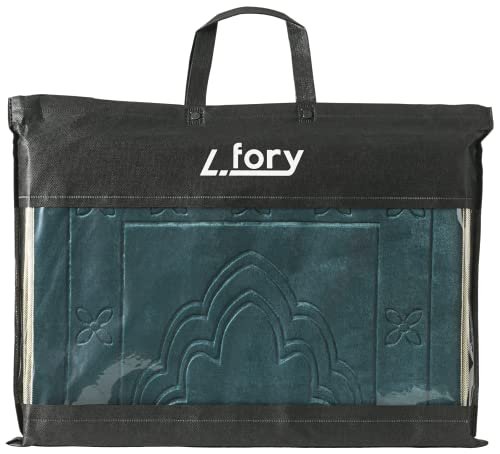 N/A Muslim Prayer Rug - Islamic Prayer Mat Back Support - Thick Padded Islam Janamaz for Women and Men - Soft Foldable Travel Sajadah Carpet (Dark Green)